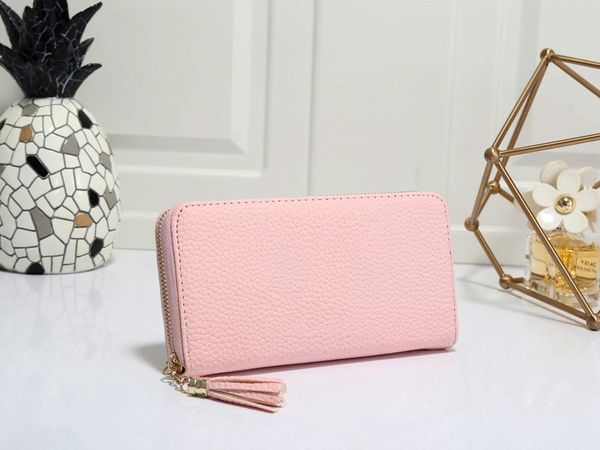 

2020 womens leather wallet for women multi color designer long wallet card holder lady purse classic zipper pocket 6 color, Red;black