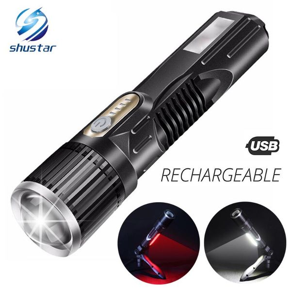 

usb rechargeable led waterproof torch usb interface to charge the phone zoomable 5 lighting modes super bright