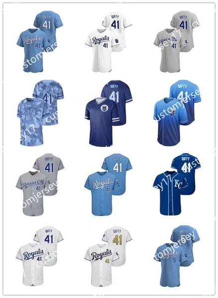 

men women youth kansas city royals 41 danny duffy 5 george brett #00 player custom jerseys baseball jersey, Blue;black