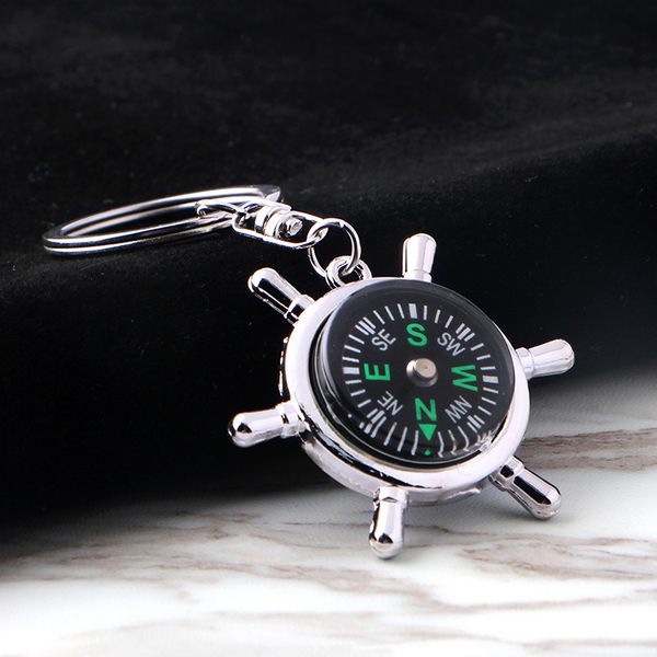 

keychains creatively designportable nautical compass keychain keyring chain gift hiking navigation accessories creative gifts, Silver
