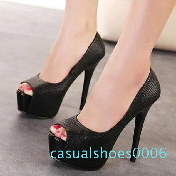 

new 2016 thin heel peep toe platform pumps red bottom high heel shoes office lady profession work c06, Black