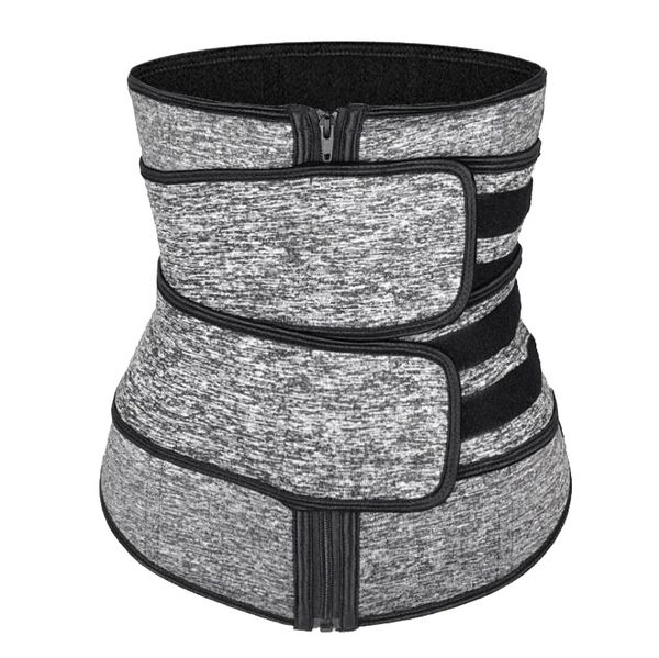 

waist support sweat trainer slimming fine-tuning zipper belt shaping machine exercise solid, Black;gray