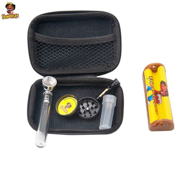 Bolso Tamanho Tabaco Kit Vidro Tubos De Fumar Erva Plástico Tabaco Erva Moedor Classic Tamanho Acrílico Máquina De Rolamento De Vidro Filtro de Filtro