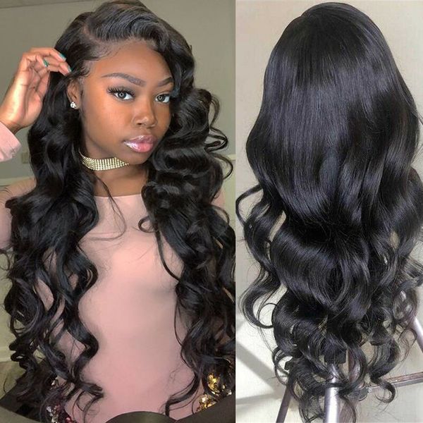 

lace front human hair wigs for women body wave 13x4 lace front wig with baby hair brazilian lace wig non-remy fashion queen, Black