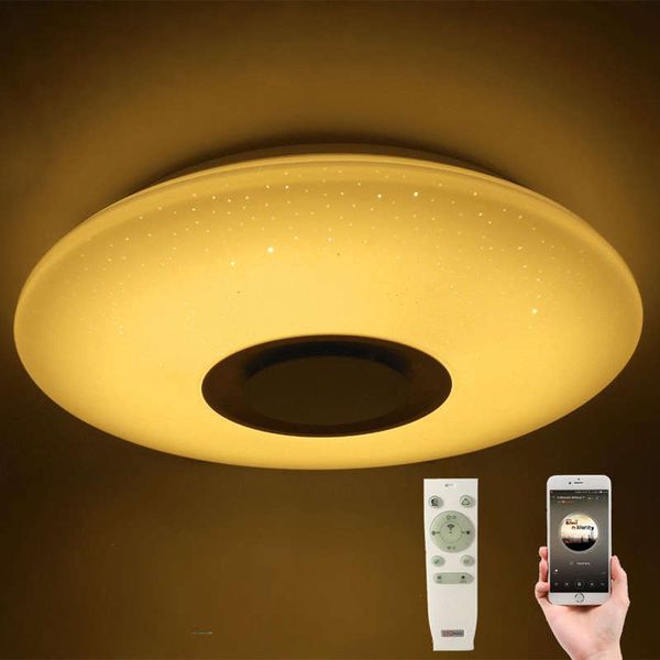 Lampada da soffitto a LED con altoparlante Bluetooth, dimmerabile, multicolore, telecomando con controllo APP, plafoniera intelligente da 60 W che cambia colore musicale