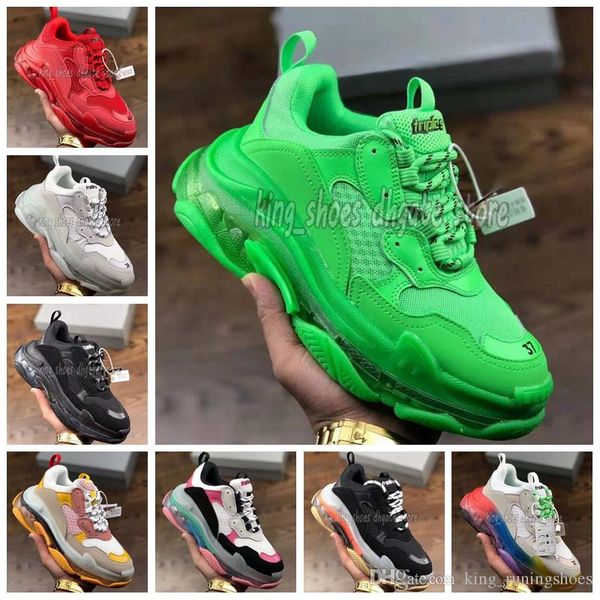

2020 paris triple s clear sole green white mens womens casual shoes platform triple-s sports luxury designer sneakers, White;red