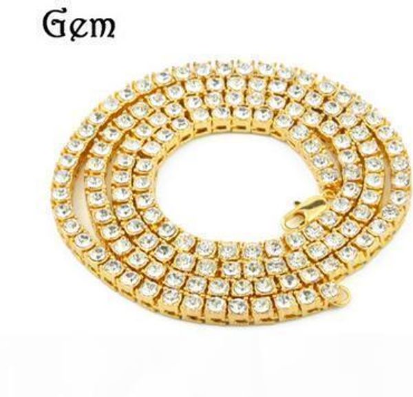 

popular new single row hip hop alloy rhinestone necklace 30inch white black gold 3 color men necklace one row bling necklace ing, Silver