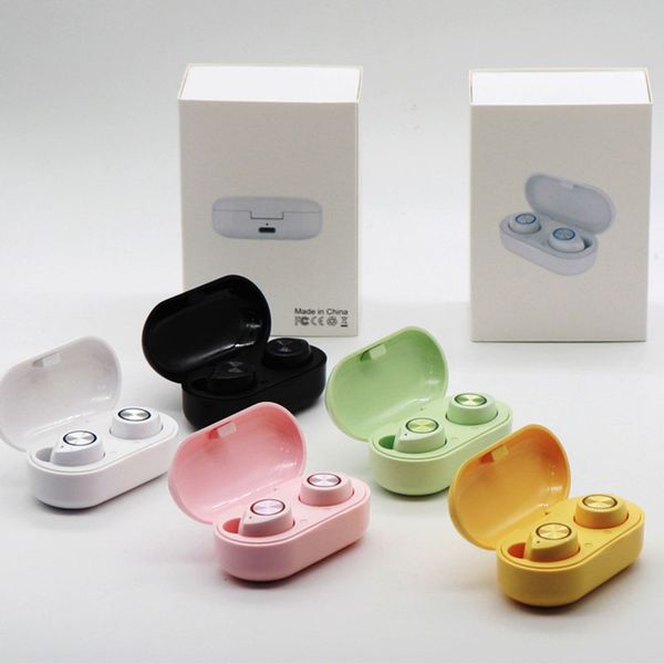 

explosive wireless in-ear bluetooth 5.0 bilateral stereo noise cancelling waterproof earphone binaural macaron headset box for iphone huawei