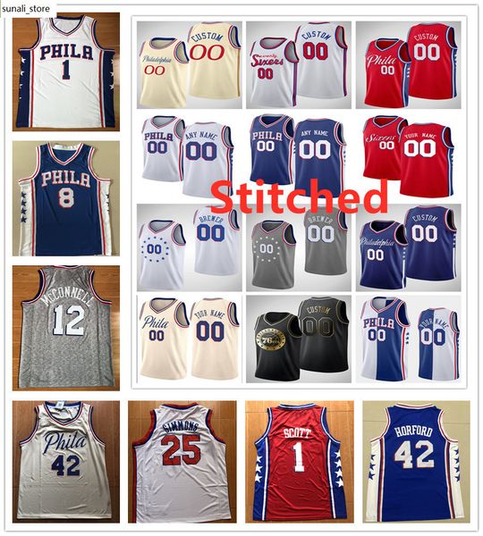 

сшитый мужчины al 42 horford tobias 12 харрис джош 0 ричардсон матисс 22 thybulle mike 1 scott zhaire 5 smith баскетбола, Black;red