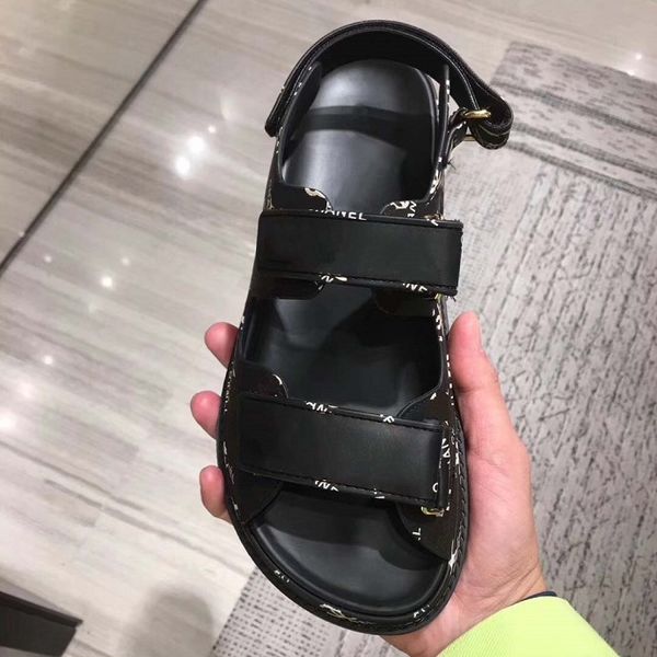 

fashion women sandals summer flats luxury real leather platform designer sandals flats shoes ladies beach shoes 008 50, Black