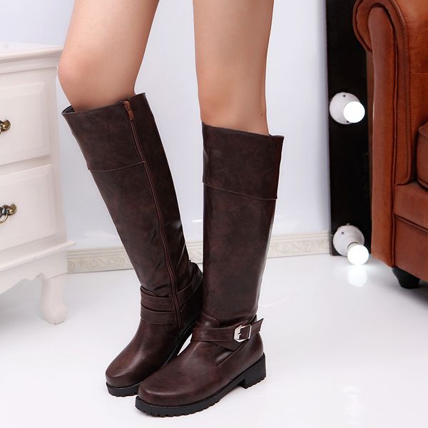 

2020 new supply foreign trade large size leather boots womens shoes, Black