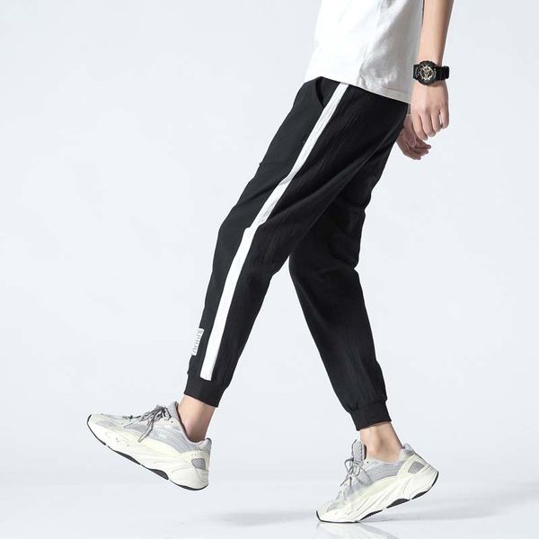 

kargo pantolon spring black joggers pants 2020 korean style men's casual harem pants size striped man sweatpants