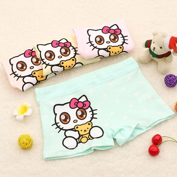 

6bhwr girls' big children's cotton breathable new solid color and shorts and underwear pattern boxer pants four-angle underwear ca, Camo