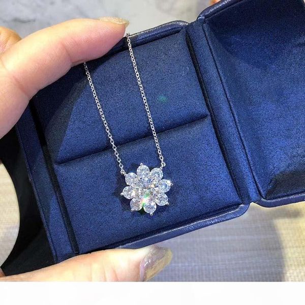 

s925 sterling silver material exquisite full fire flower necklace european american fashion necklace for women