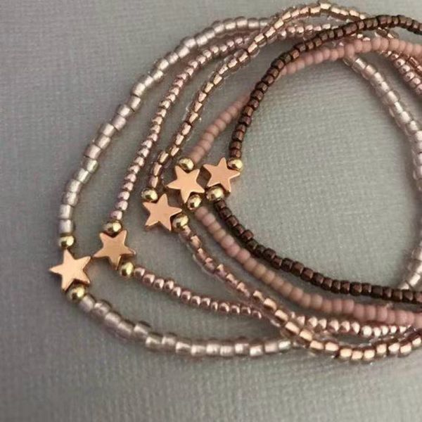 

trendy girls women bohemian bracelets & bangles set vintage bead boho charm bracelet for women jewelry accessories, Golden;silver