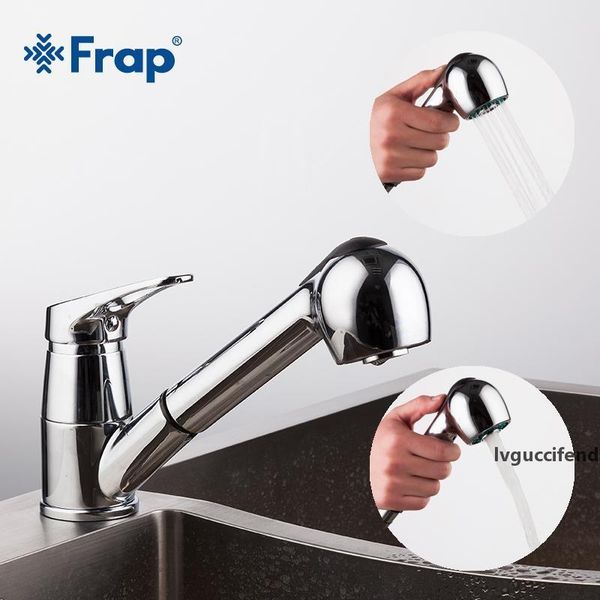

frap new modern style pull out kitchen sink faucet cold and water mixer tap torneira single handle stretch outlet pipe t200423
