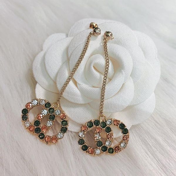 

c2067 the new product is 2020 fairy zircon earrings with unique square earrings and exquisite colored crystal drop earrings with pearl lette, Golden;silver