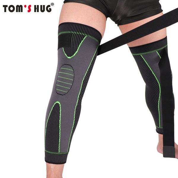

elbow & knee pads green lengthen stripe sports protector non slip bandage leg support leggings 1 pcs long kneepads warm sleeve, Black;gray