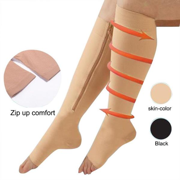 

fat burning socks burn zipper compression big socks slim leg beauty sleep women prevent varicose veins medias, Black