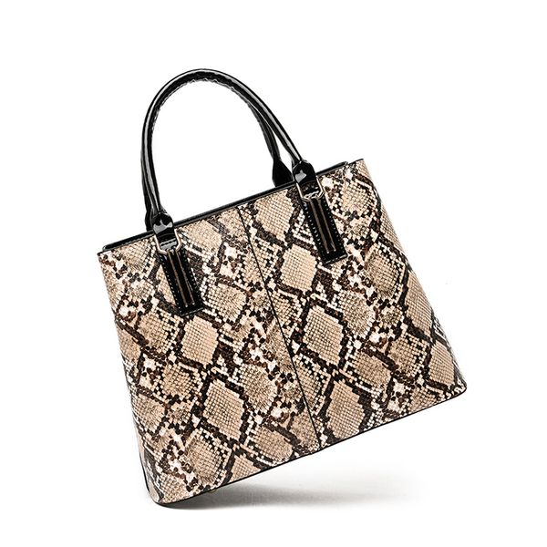 

luxury design women serpentine messenger bag large capacity shoulder bags pu leather snake print chain crossbody bags for women
