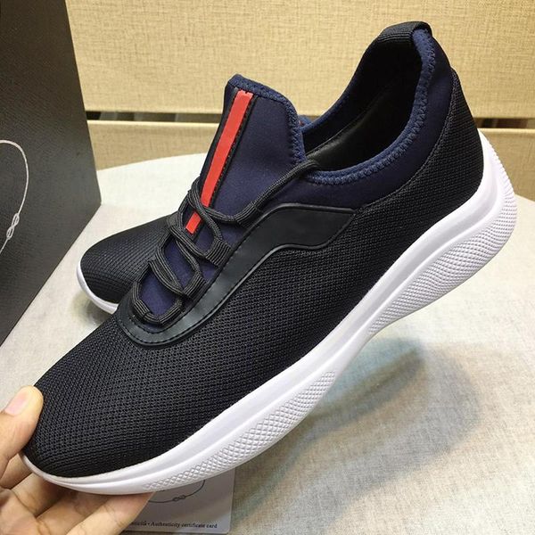 

luxury mesh and neoprene sneakers mens shoes with origin box lightweight soft footwears lace -up design men sports shoes zapatillas hombre, Black