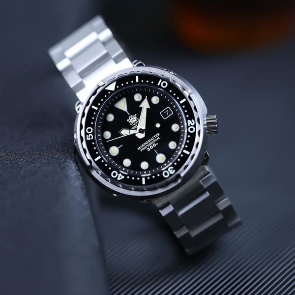 

steeldive 1975 tuna 300m diving watch automatic steel stainless ceramic bezel nh35 men's wristwatch mechanical watches fashion, Slivery;brown