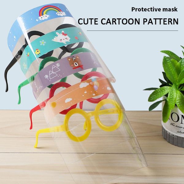 

us stock cute cartoon goggles kids protective mask children full face shield mask visor transparent anti-droplet splash face cover