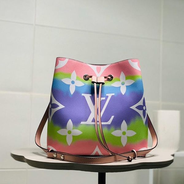 

fashion classic womens leather bucket bags handbag drawstring shoulder bag simple style lady messenger crossbody bags sale