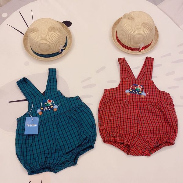 

pplrq fami * liar frog pure cotton plaid baby sling trousers and trousers boys and girls children children's suspender pants children&#, Blue