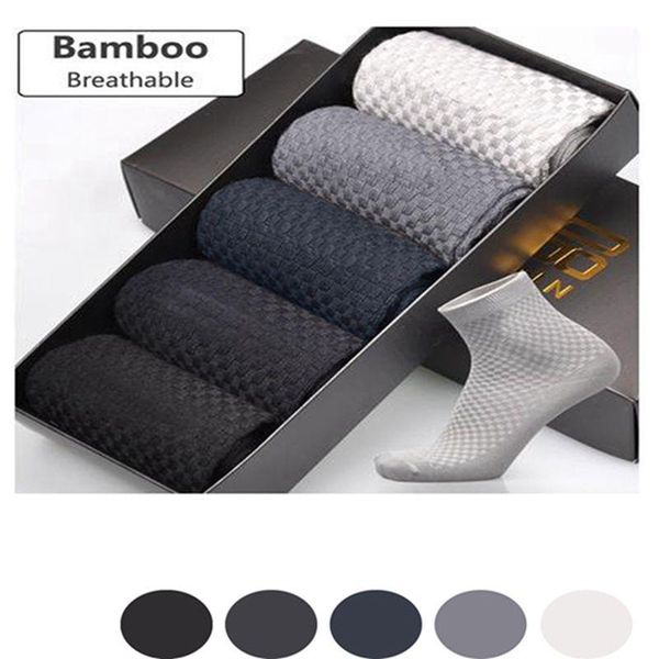 

10 pairs bamboo fiber men's socks business breathable deodorant compression socks men long big size eur 38-46, Black
