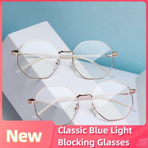 

classic retro blue light blocking glasses women and men round metal optical eyeglasses anti eyestrain computer gaming glasses, White;black