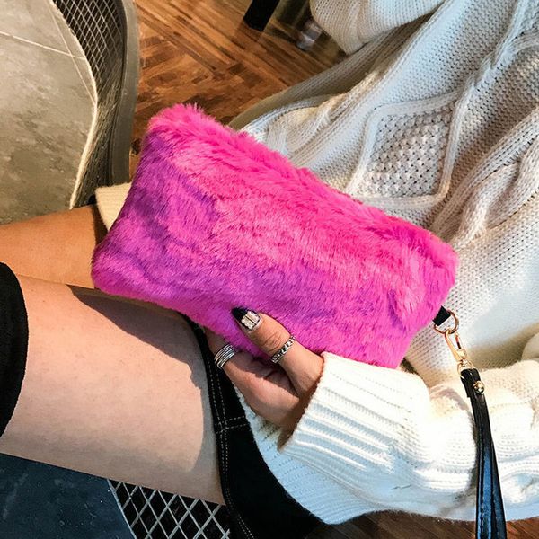 

1 pcs women wallet purse solid color zipper plush for mobile phone money cards sale wt