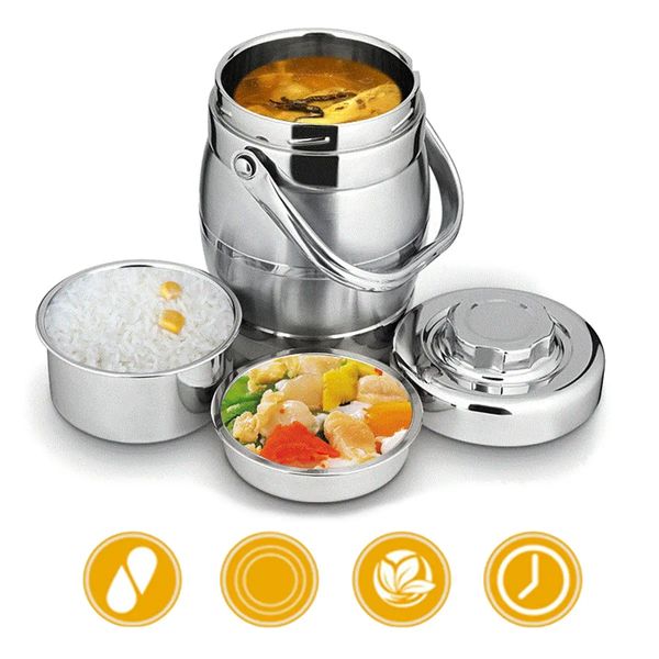 

2l thicken stainless steel insulation barrel leak-proof bento lunch box