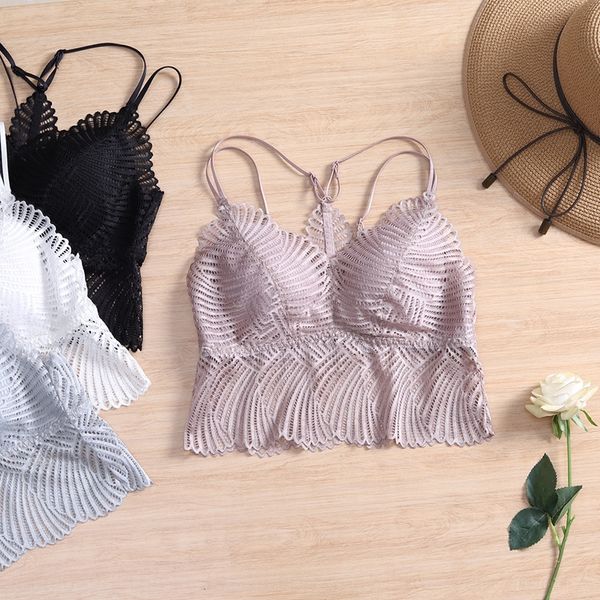 

2020 new french advanced fashion back comfortable thin cup no steel ring camisole lace lace female, Camo