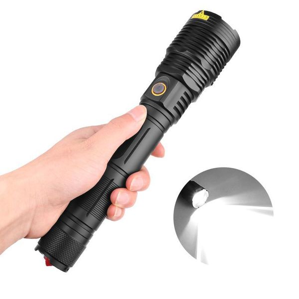 

powerful led xhp70 usb rechargeable torch with safety hammer for outdoor