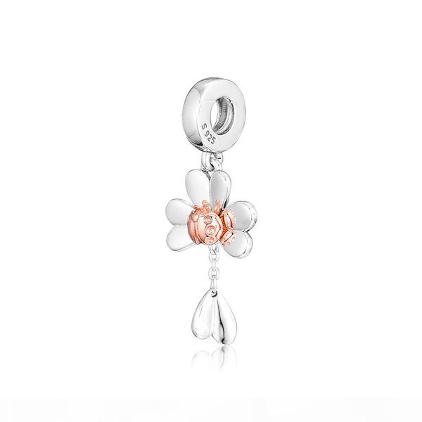 

2019 spring 925 sterling silver jewelry clover & ladybug dangle charm beads fits designer bracelets necklace for women diy making, Bronze;silver