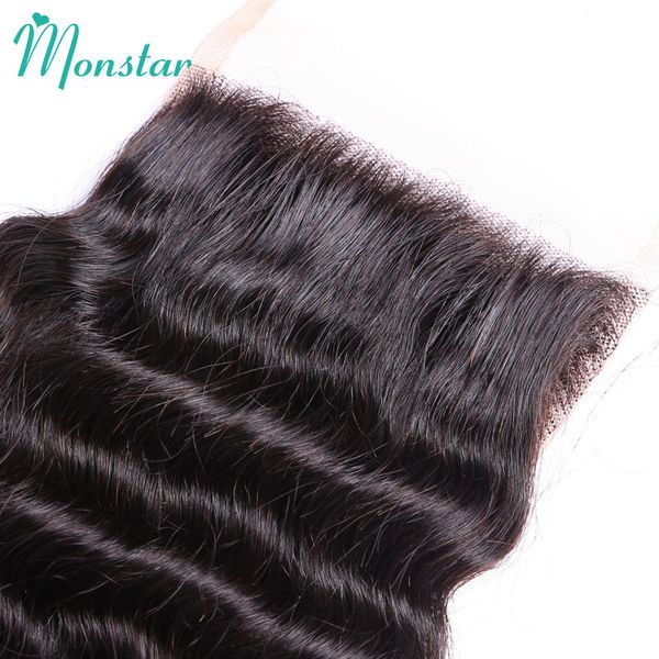 

monstar peruvian loose deep wave closure lace closure middle inch loose deep wave remy hair closure, Black;brown