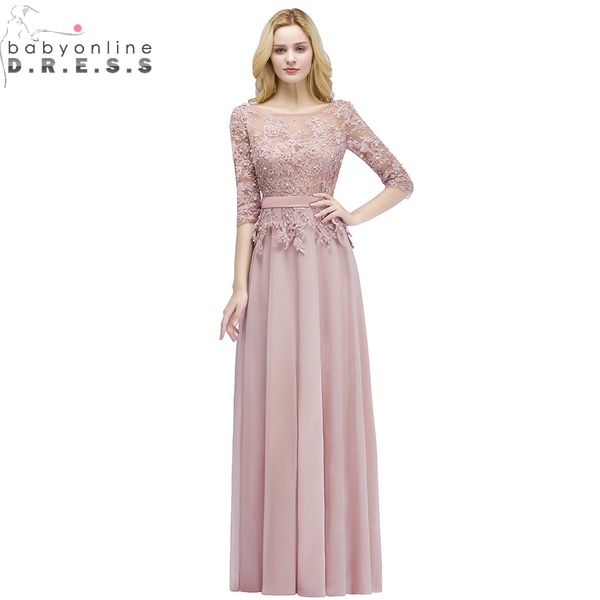 

babyonlinedress robe de soiree longue backless dusty rose lace long evening dress chiffon evening gowns with pearls abendkleid cps915, Black;red