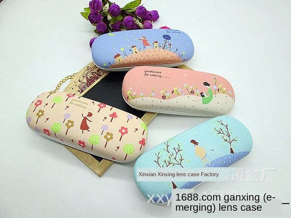 

6c7ic hebei mirror case glasses case factory new products recommended customized japanese and korean cute rural pattern student optical glas, Blue