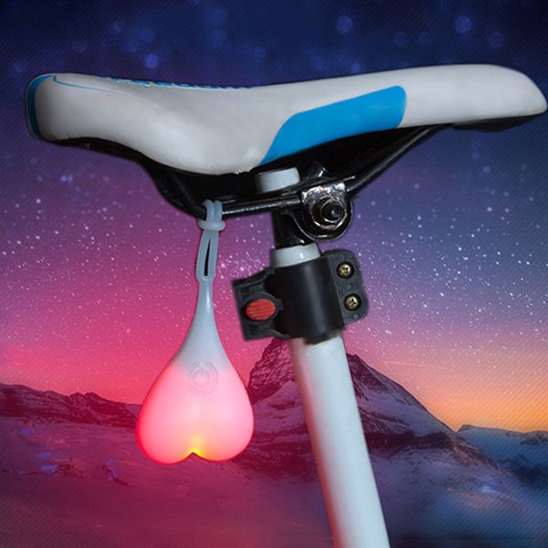 

waterproof silicone bike heart lamp night cycling rear seat back lights creative bike tail lights safety warning ball light lamp