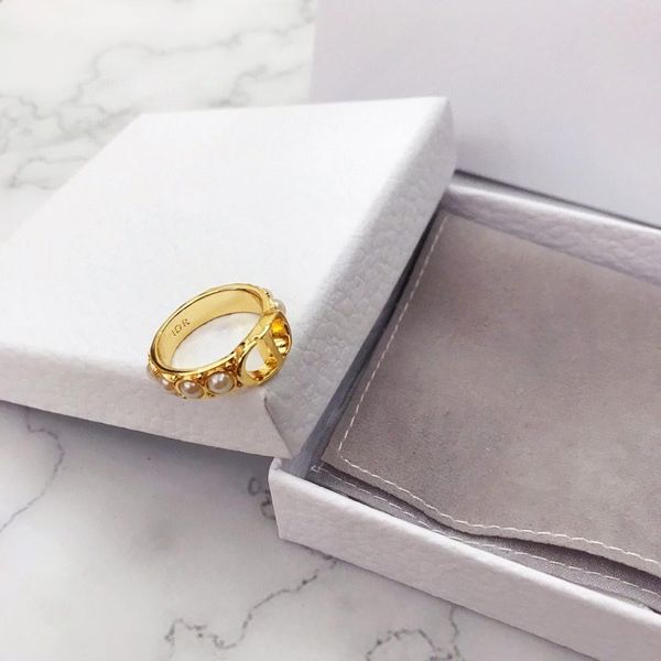 

explosion cd hollow letter pearl designer ring luxury designer jewelry women ring, Golden;silver