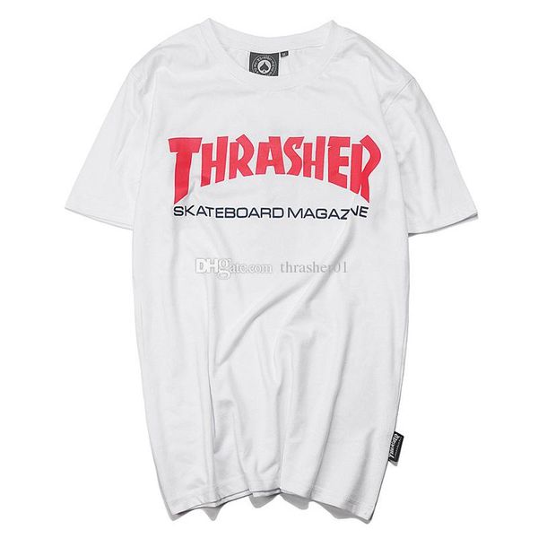 

thrasher mens fashion designer t shirts hip hop short sleeve retro sport men women letter print t shirt size m-xl, White;black