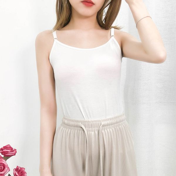 

summer 2020 new modal women's adjustable shoulder strap one-line collar camisole shoulder strap vest shirt integrated yoga base shirt, Camo