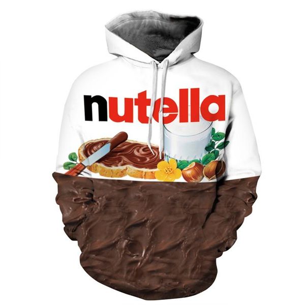 

wholesale-nutella hoodie men women 3d chill chocolate print hooded funny fashion harajuku graphic hoodies sweatshirt casual fitness, Black