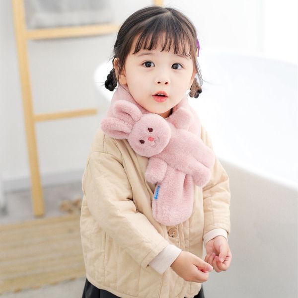 

2019 осень и зима новый детский мужского и женского пола ребенка мех кролика милый мультфильм крест плюшевый шарф толстый шарф шарф, Red;brown