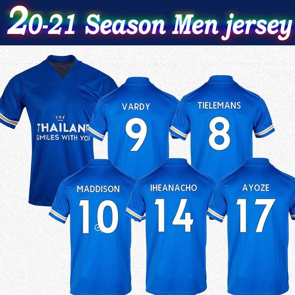 

20 21 # 9 vardy рубашки дома футбол джерси синий 20/21 сити футбол рубашка # 10 мэддисон # 8 tielemans настроенные мужчин с коротким рукавом, Black;yellow