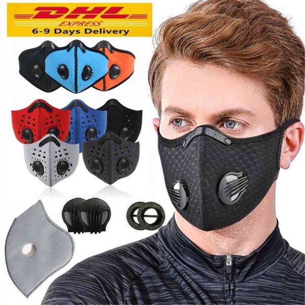 

us stock cycling face mask activated carbon with filter pm2.5 anti-pollution sport running training mtb road bike protection dust mask, Black