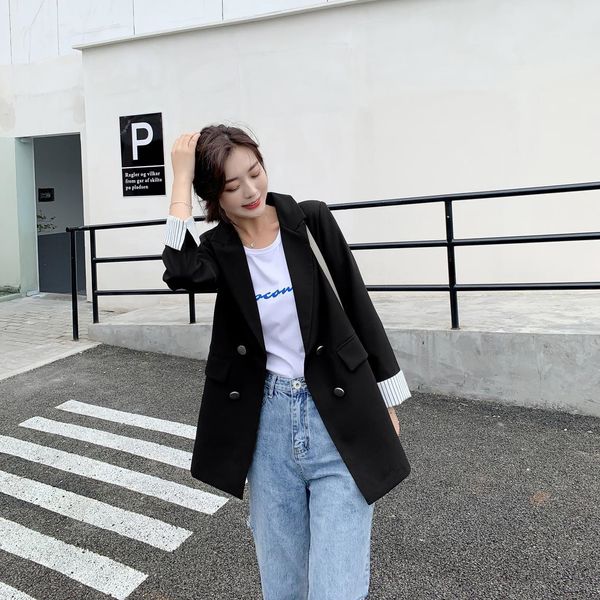 

small suit women's 2019 autumn new korean style women's clothing online popular fashionable jacket jacket autumn all-match, White;black