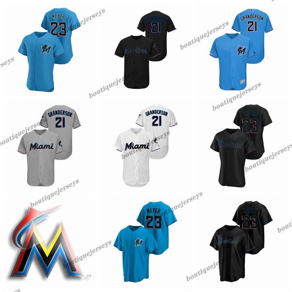 

пользовательских мужчины женщины дети майами marlins 21 кертис грандерсон 23 макс майер 36 тревор ричардс главная черный белый синий бейсбол, Blue;black