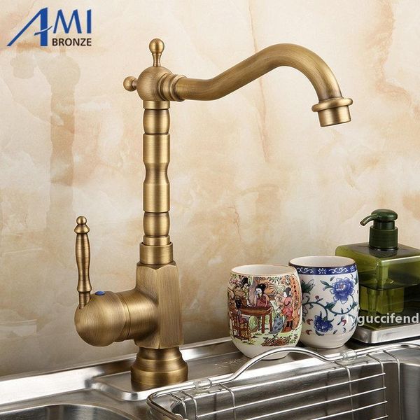 

amibronze home improvement accessories antique brass kitchen faucet 360 swivel bathroom basin sink mixer tap crane t200424